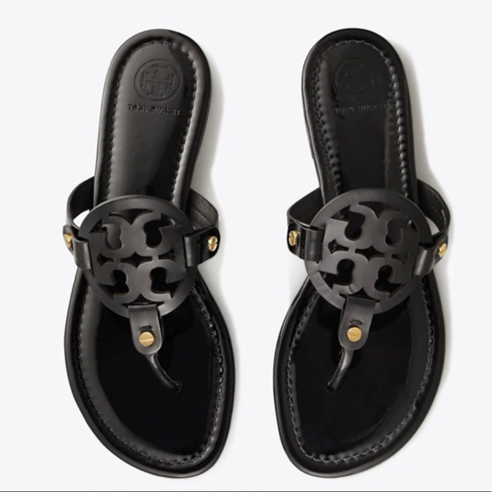 Tory Burch Miller Sandal - Patent Black - SZ 8